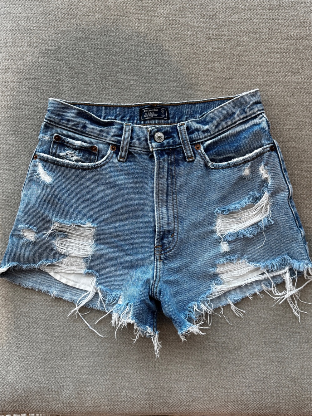 Abercrombie & Fitch Distressed Blue Denim Jean Shorts